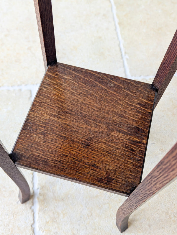 Antique Edwardian Arts & Crafts Oak Two-Tier Plant Stand c.1905