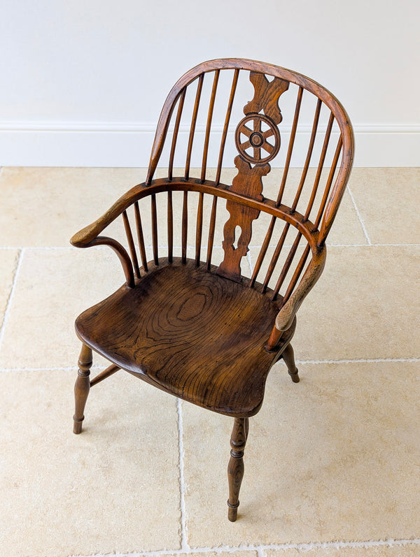 Antique George III Ash & Elm Wheelback Windsor Armchair c.1800