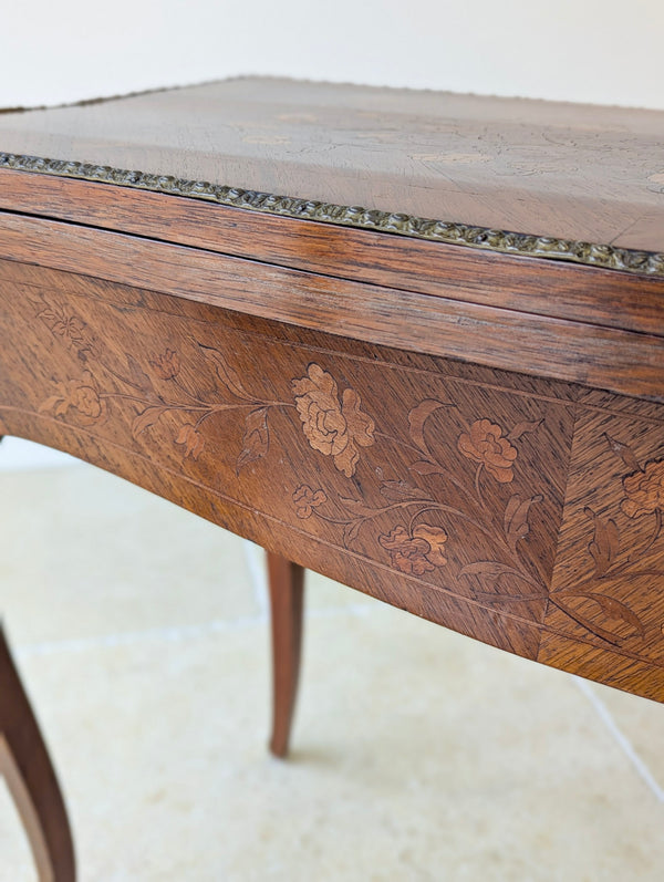 Antique Victorian Louis XV Style Kingwood Card Table c.1890