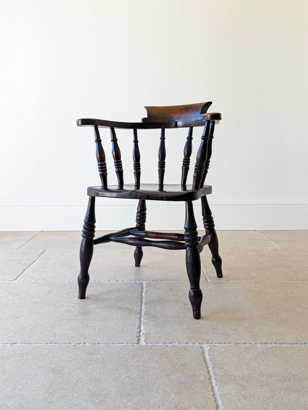 Antique Victorian Elm & Ash Captain’s Chair c.1890