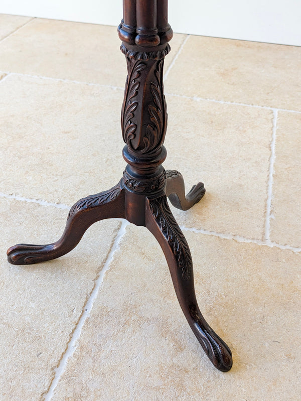 Antique Chippendale Revival Mahogany Tripod Wine Table With Detachable Top c.1890