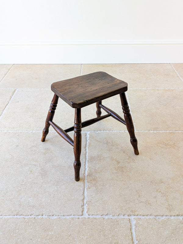 Antique Victorian Elm & Beech Country Stool c.1850