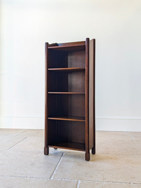 Antique Edwardian Arts & Crafts Oak Narrow Bookcase c.1910