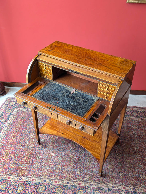 Antique Edwardian Mahogany Cylinder Writing Bureau Desk