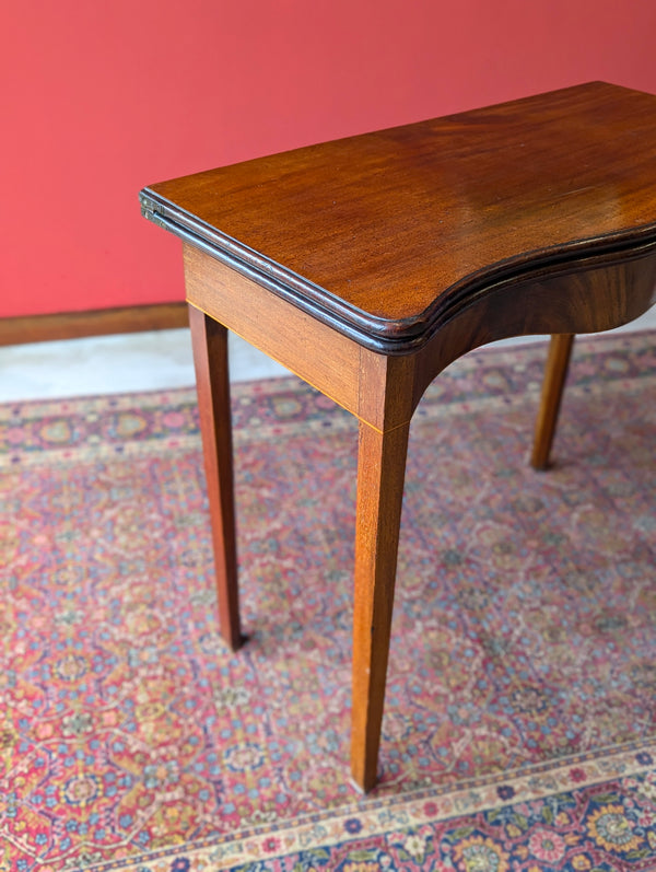 Antique Mid 19th Century Mahogany Serpentine Fold Over Tea Table