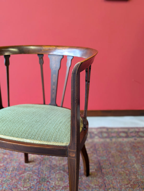 Antique Edwardian Inlaid Mahogany Desk Chair