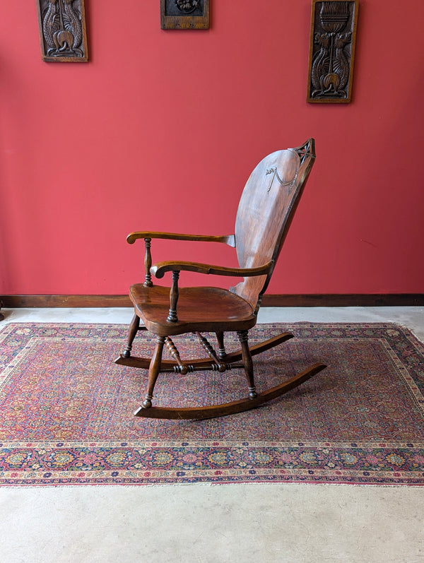 Antique Late 19th Century Biedermeier Birchwood Rocking Chair