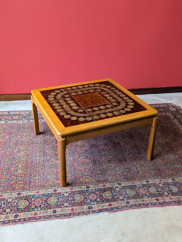 Mid Century Tile Top Square Teak Coffee Table