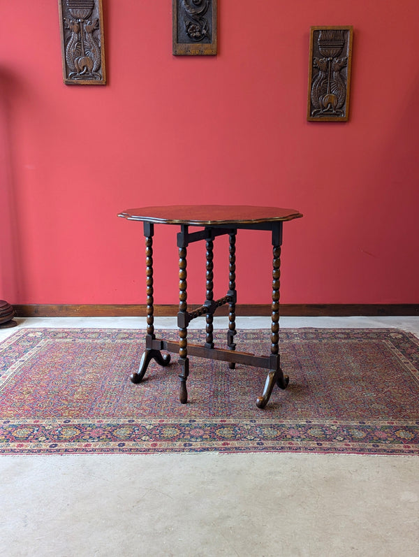 Antique Early 20th Century Oak Bobbin Leg Folding Coaching Table