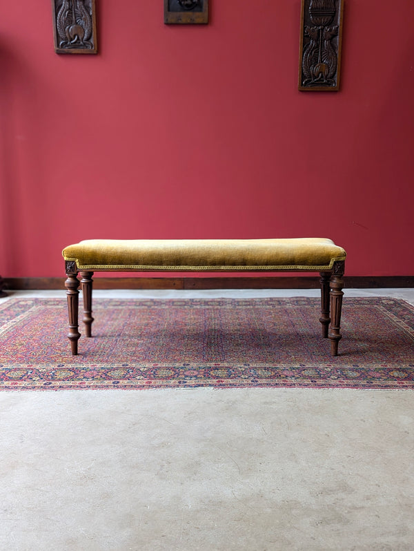 Antique Victorian Rosewood Upholstered Window Seat