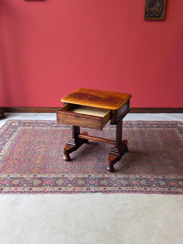 Antique Victorian Flame Mahogany Low Work Table