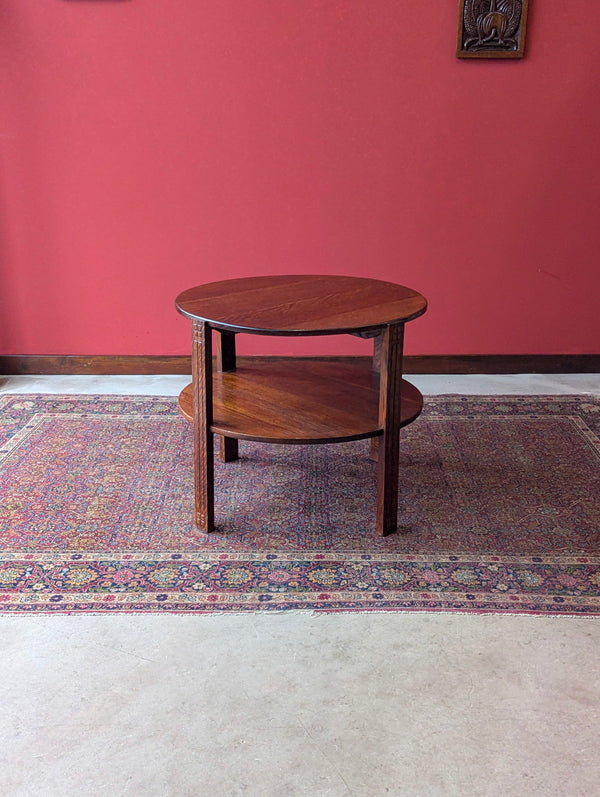 1930’s Art Deco Circular Two Tier Oak Coffee Table