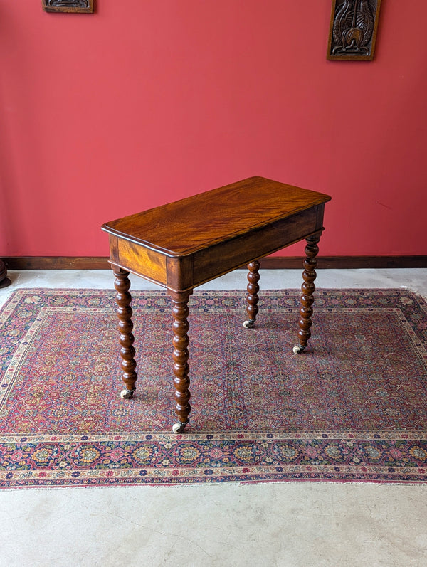 Antique 19th Century Beech Bobbin Side Table with Drawer