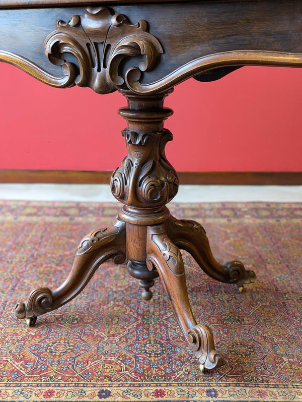 Antique Victorian Rosewood Fold Over Card Table