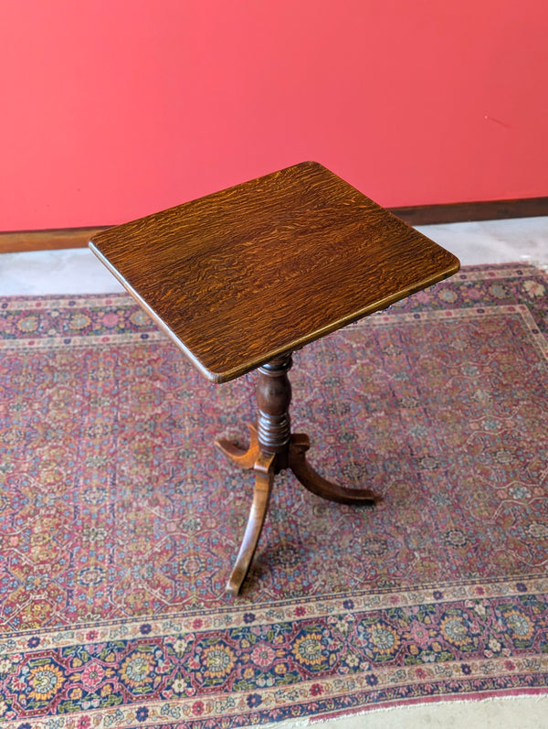 Antique 19th Century Oak Pedestal Tilt Top Wine Table