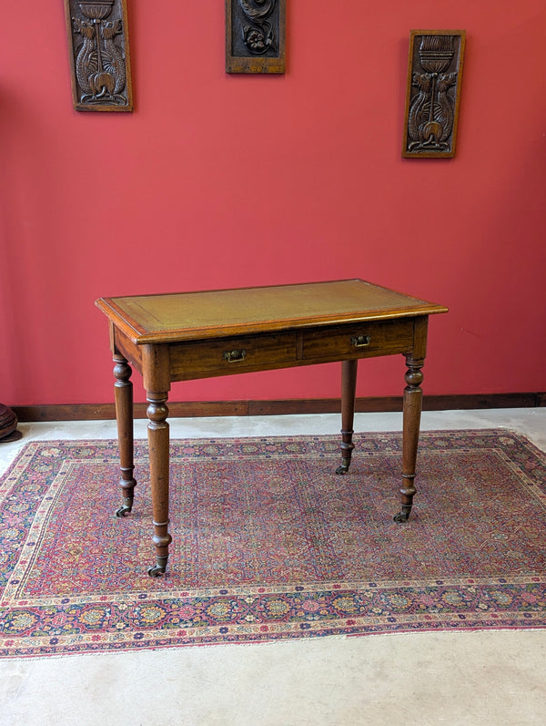 Antique 19th Century Walnut Leather Top Writing Table Desk