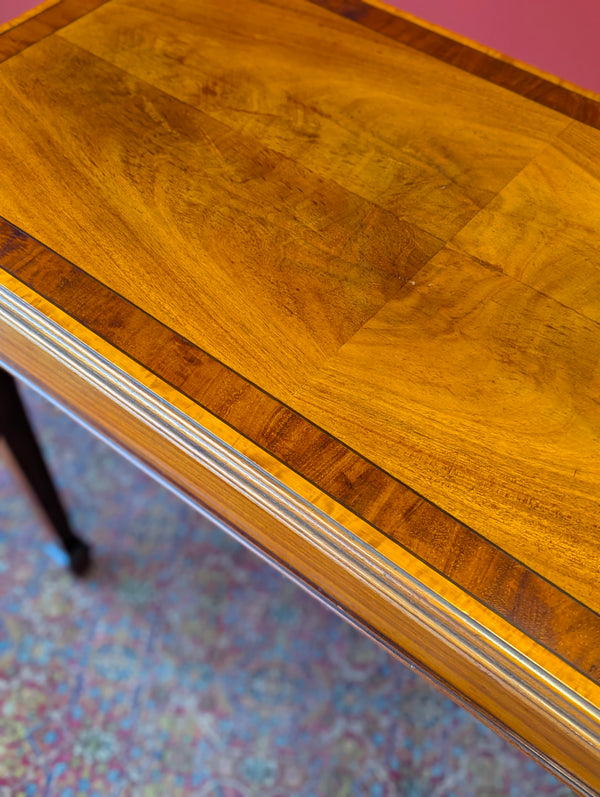 Antique Victorian Mahogany & Satinwood Fold Over Card Table