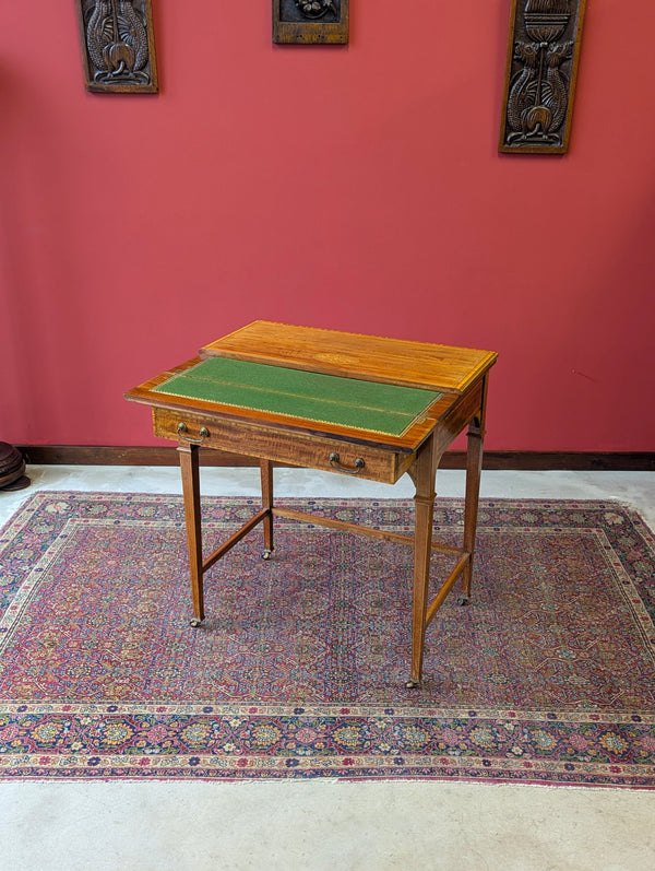 Antique Edwardian Satinwood Metamorphic Side Table / Writing Desk