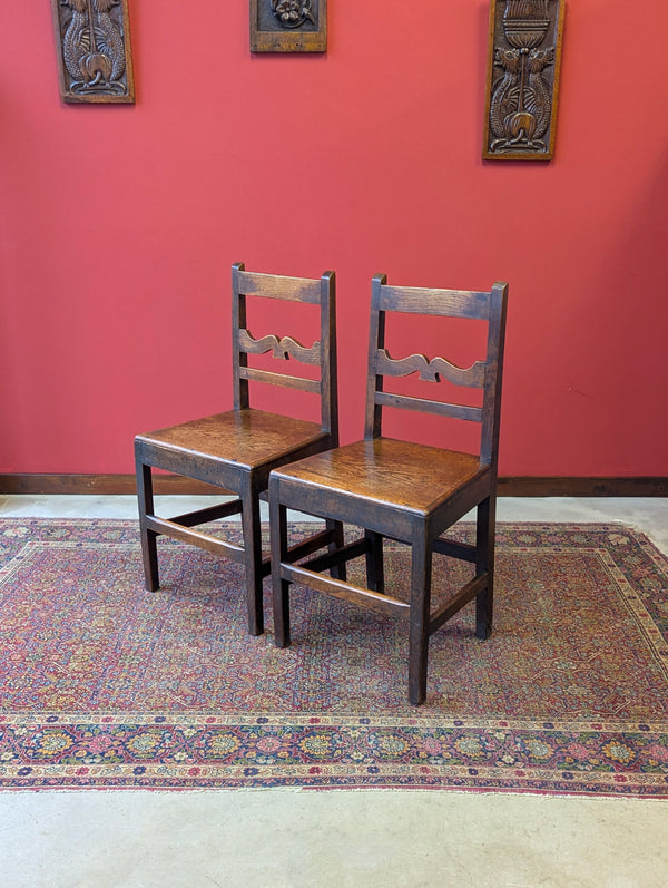 Pair of Antique Georgian Oak Side Chairs Circa 1780