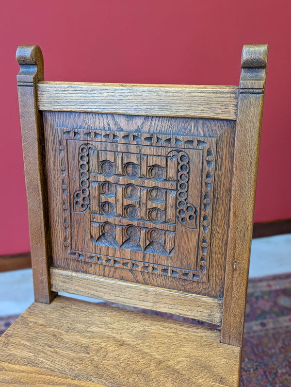 1930’s Oak Carved Portcullis / Westminster Side Chair