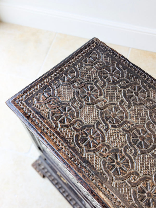 Antique Late 17th Century Carved Oak Mule Chest c.1680