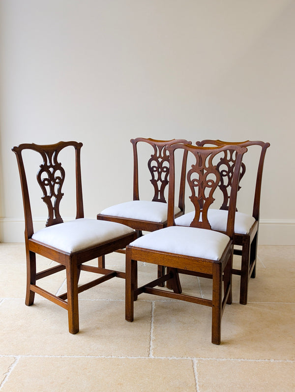 Set of Four Antique Georgian Chippendale Mahogany Dining Chairs c.1780