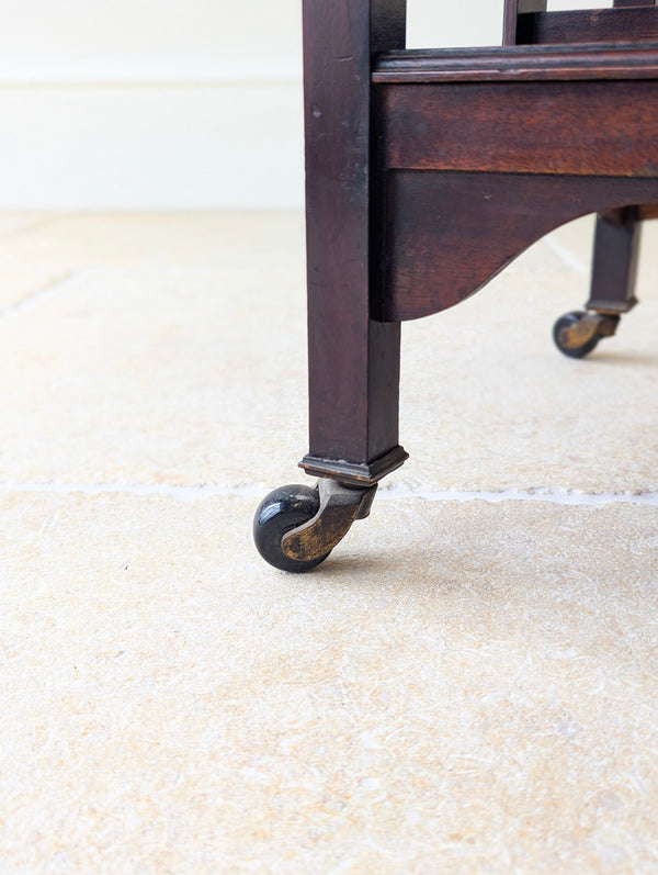 Antique Mahogany Folding Card Table with Bookshelf Base c.1920