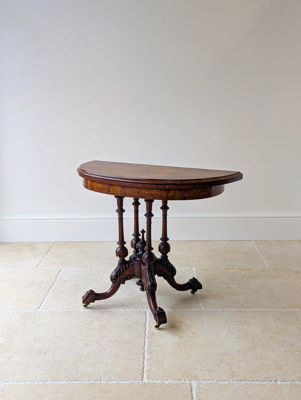 Antique Victorian Burr Walnut Card Table c.1870