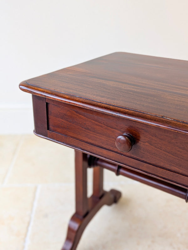 Antique Early Victorian Irish Mahogany Library Table by J. Kerr & Co c.1850