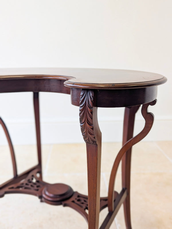 Antique Art Nouveau Mahogany Side Table with Shaped Top c.1900