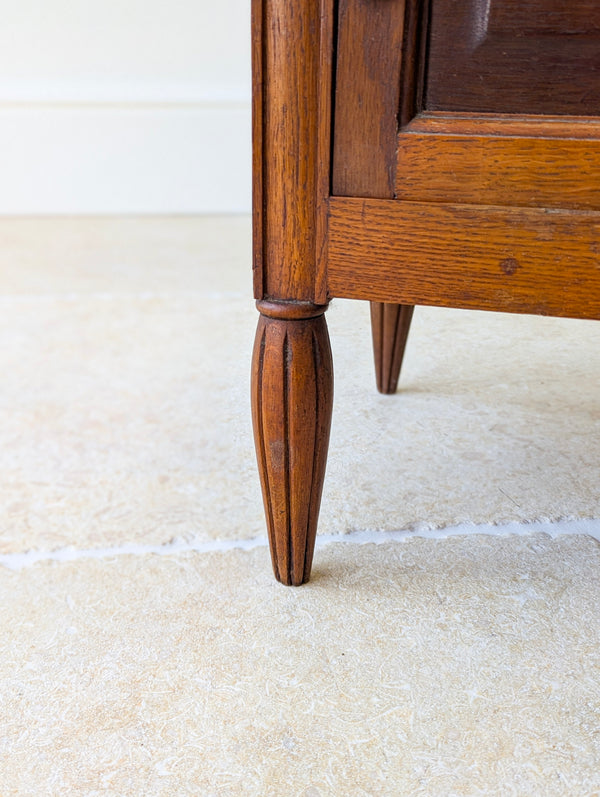 Antique French Oak Bedside Cabinet with Marble Top c.1900