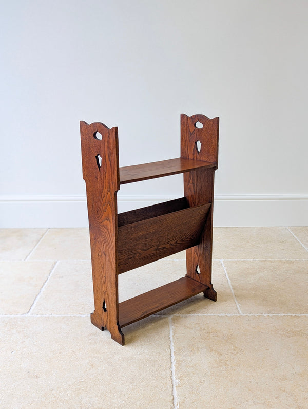 Antique Arts & Crafts Oak Magazine Rack & Book Shelf c.1910