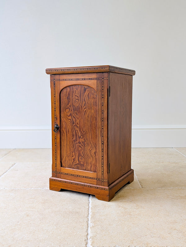 Antique Victorian Aesthetic Movement Pitch Pine Bedside Cabinet c.1890