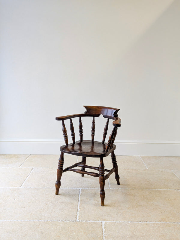 Antique Edwardian Elm & Beech Captain’s Chair c.1910
