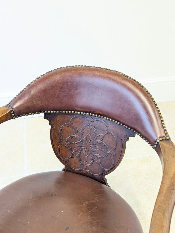 Antique Edwardian Mahogany Swivel Desk Chair c.1910