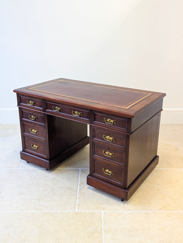 Antique Victorian Mahogany Pedestal Desk c.1890