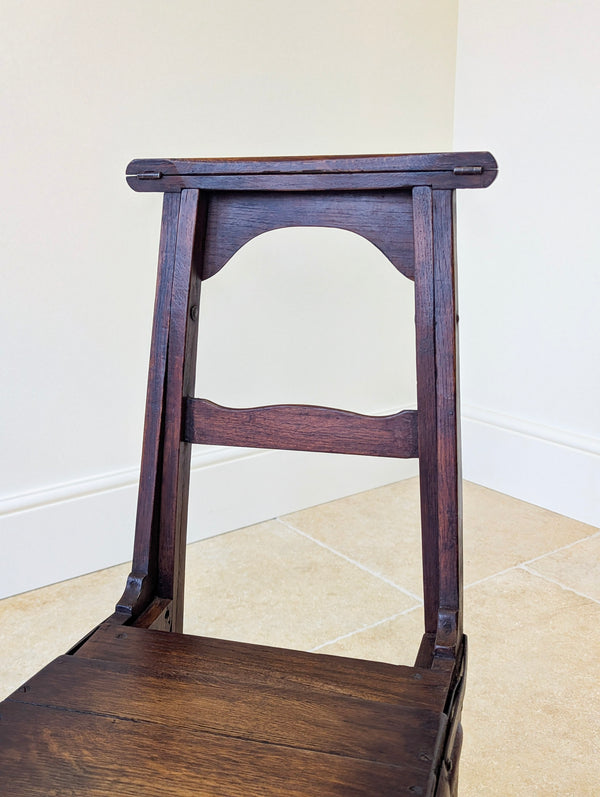 Antique Victorian Oak Arts and Crafts Metamorphic Library Chair / Steps c.1895