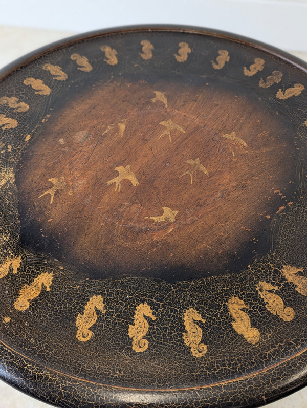 Antique Victorian Japanned Tripod Occasional Table c.1880