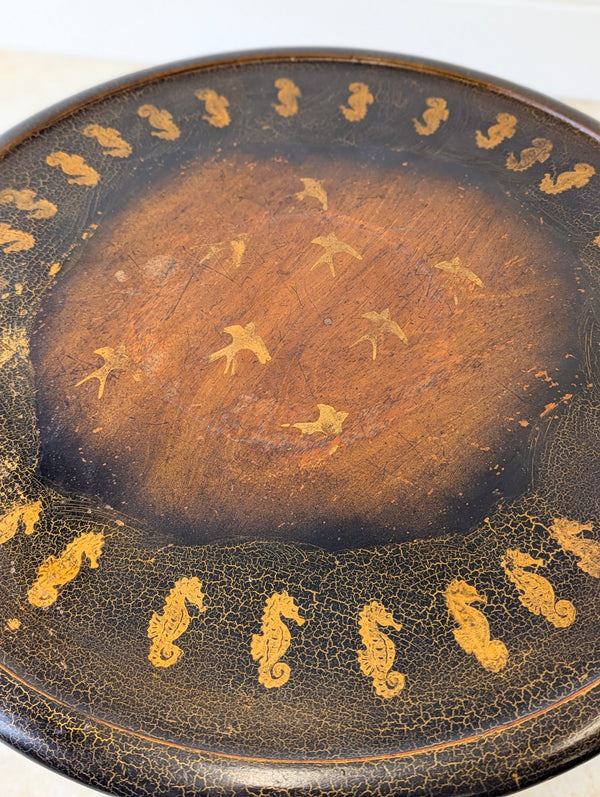 Antique Victorian Japanned Tripod Occasional Table c.1880