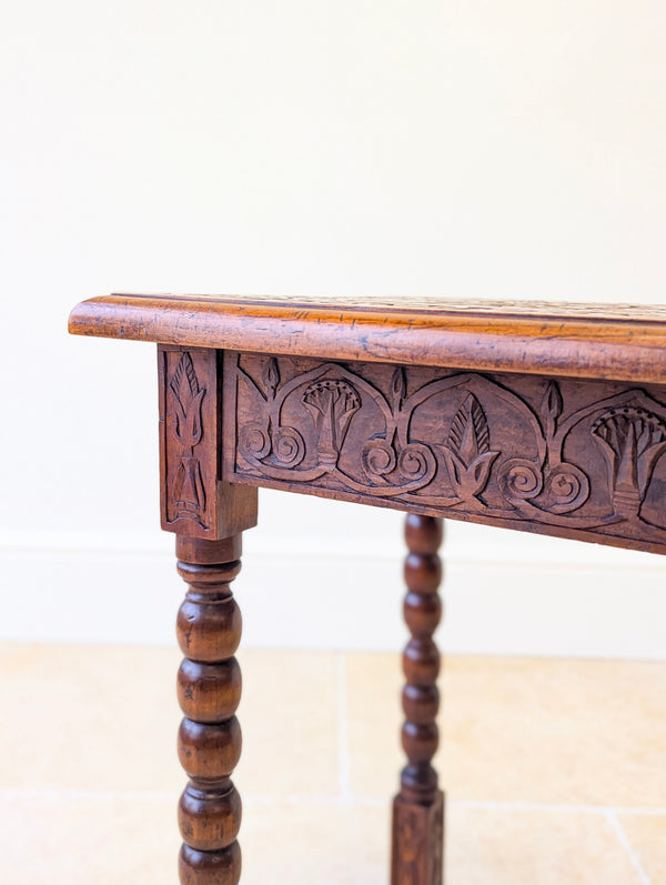 Antique Fruitwood Carved Side Table c.1900