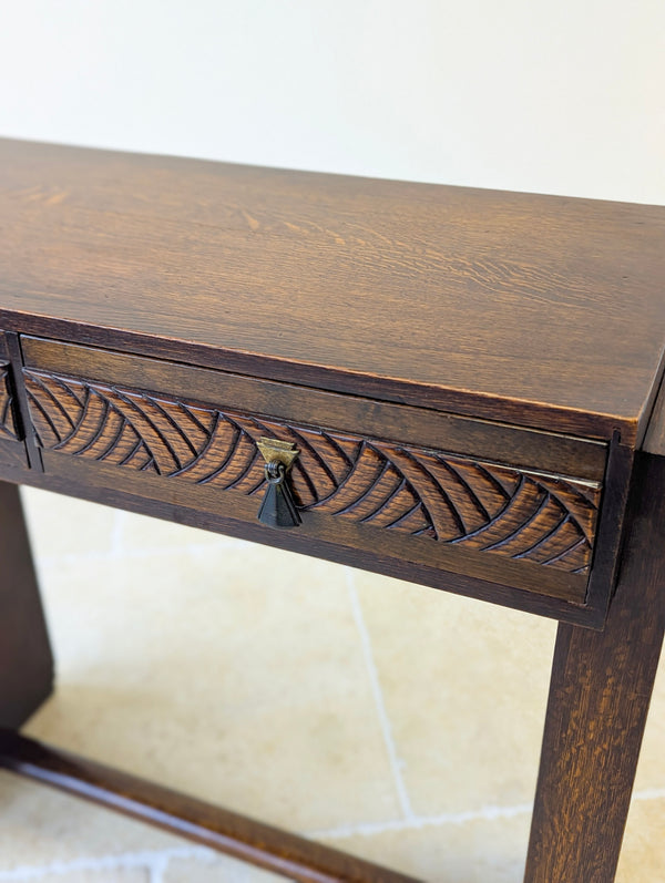 Antique Art Deco Oak Side Table c.1920