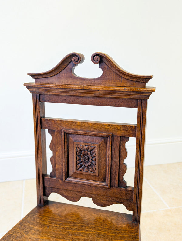 Antique Victorian Oak Hall Chair c.1890