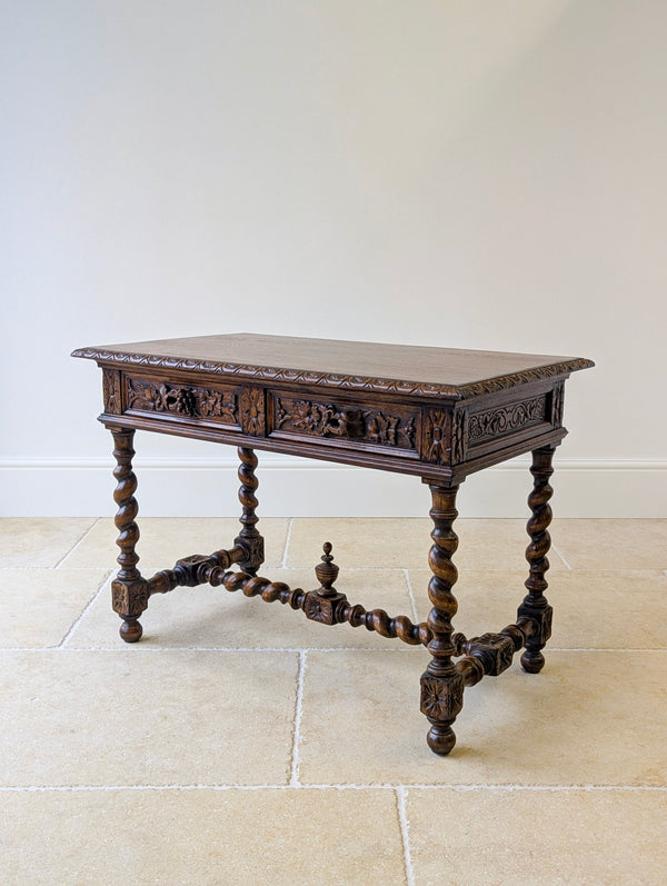 Antique Victorian Carved Oak Library Table c.1890