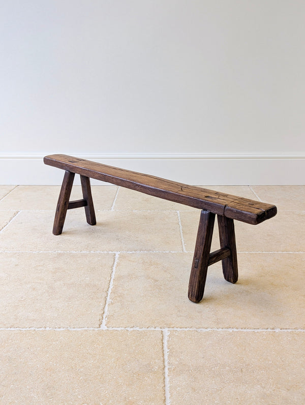 Antique Mid 19th Century Elm Vernacular Bench