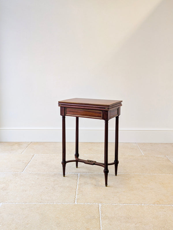 Antique Victorian Mahogany Triple-Top Folding Card Table c.1880