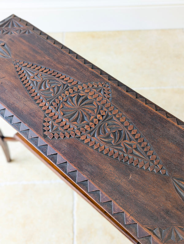 Antique Carved Oak Side Table c.1900