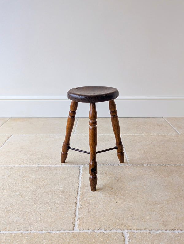 Antique Victorian Oak Three-Legged Country Stool c.1880