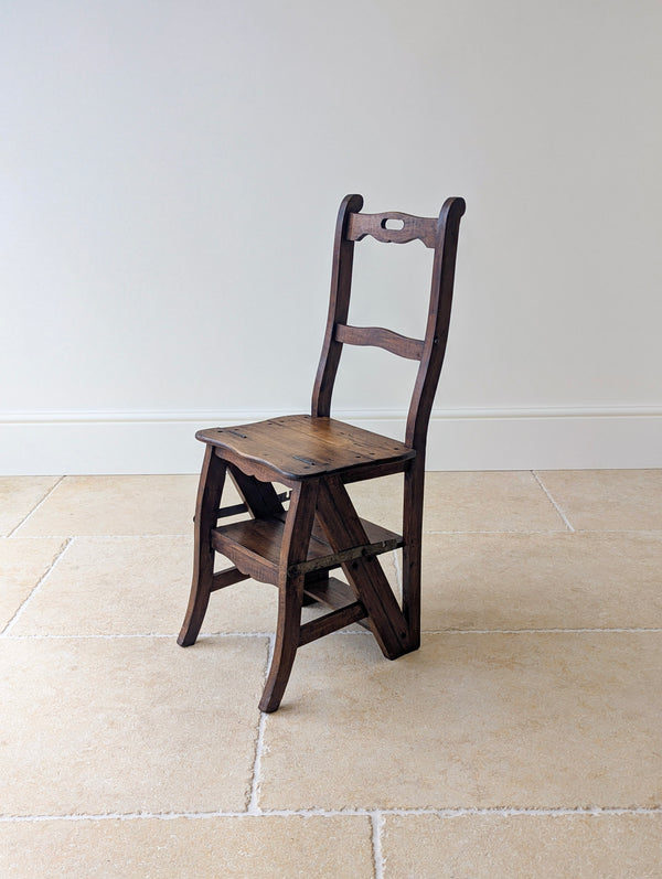 Antique Victorian Oak Metamorphic Library Chair / Steps c.1895
