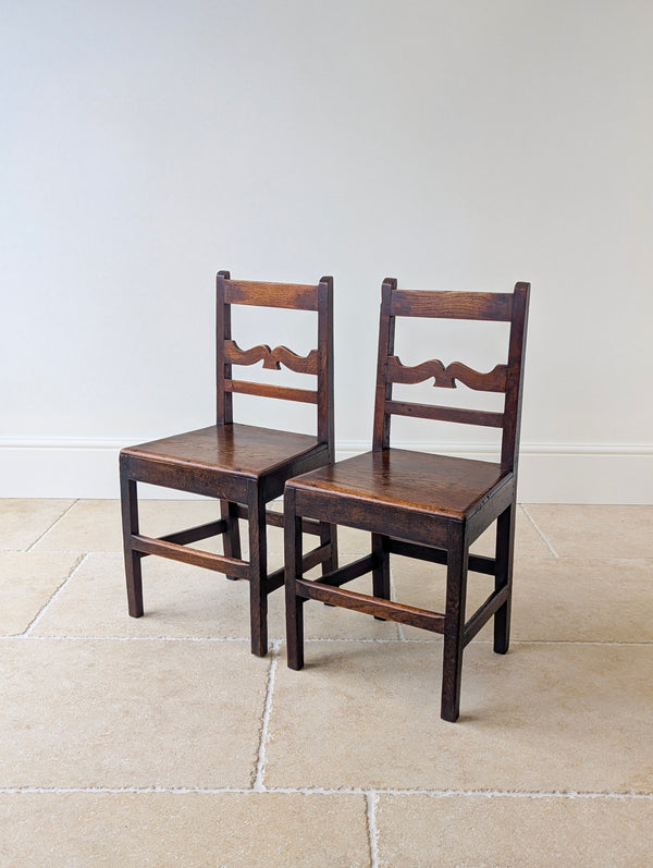 Pair of Antique Georgian Oak Country Side Chairs c.1800