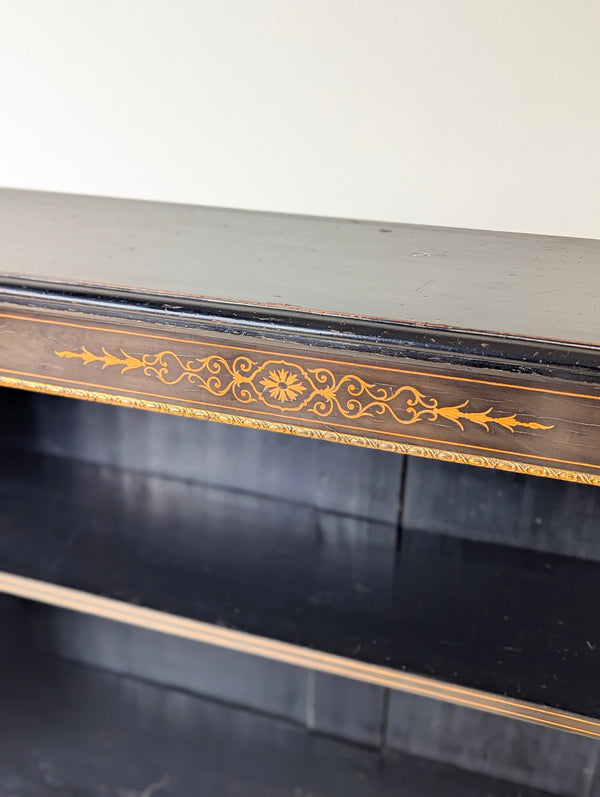 Antique Victorian Ebonised Open Bookcase c.1870